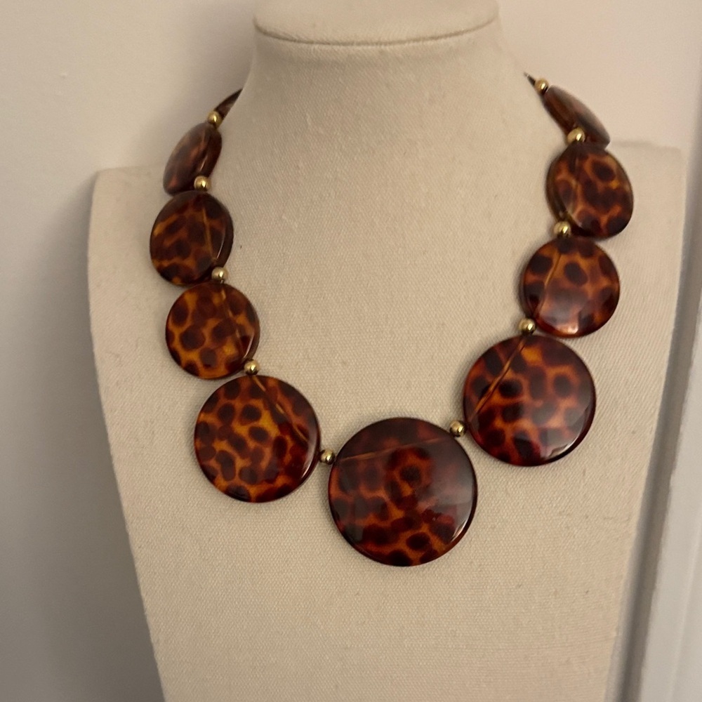 Joan Rivers Tortoiseshell Disc Statement Necklace in Brown and Black